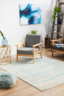 Evoke Glacier White Blue Transitional Rug