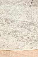 Evoke Dream White Silver Transitional Round Rug