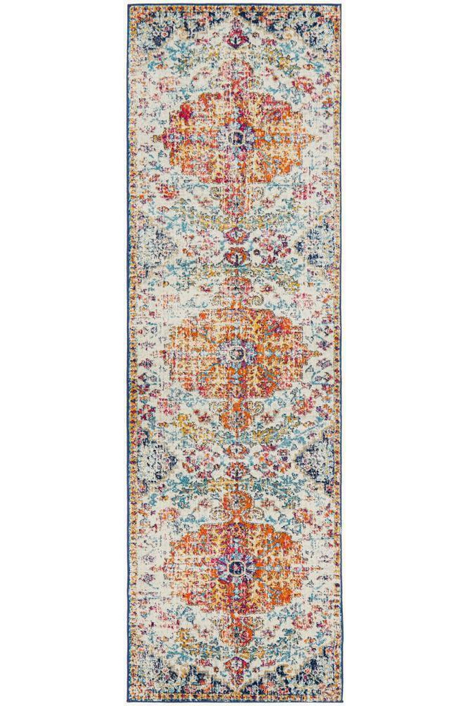 Evoke Carnival White Transitional Runner Rug