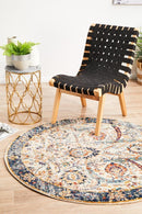 Evoke Peacock Ivory Transitional Round Rug