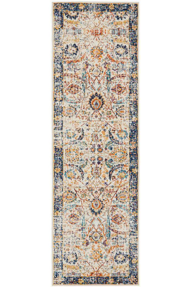 Evoke Peacock Ivory Transitional Runner Rug