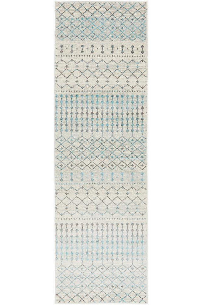 Evoke Slate White Transitional Runner Rug