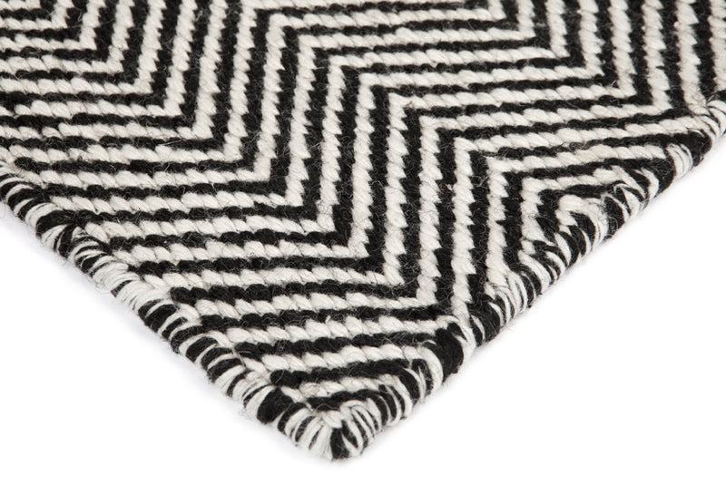 Herringbone Black Indoor Outdoor Rug