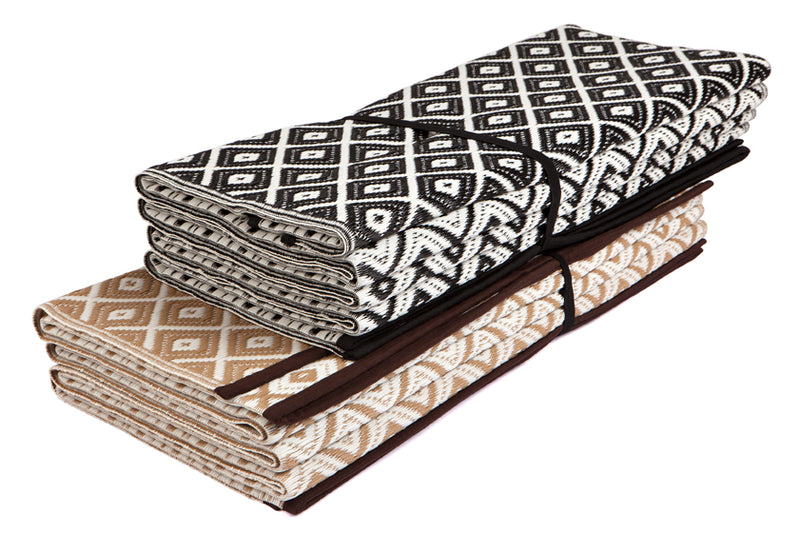 Aztec Black & White Foldable Outdoor Rug