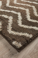 Moroccan Style Chevron Design Brown Beige Rug