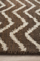 Moroccan Style Chevron Design Brown Beige Rug