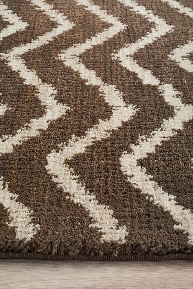 Moroccon Style Chevron Design Brown Beige Rug