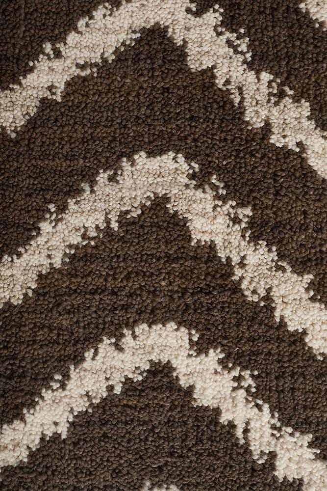 Moroccon Style Chevron Design Brown Beige Rug