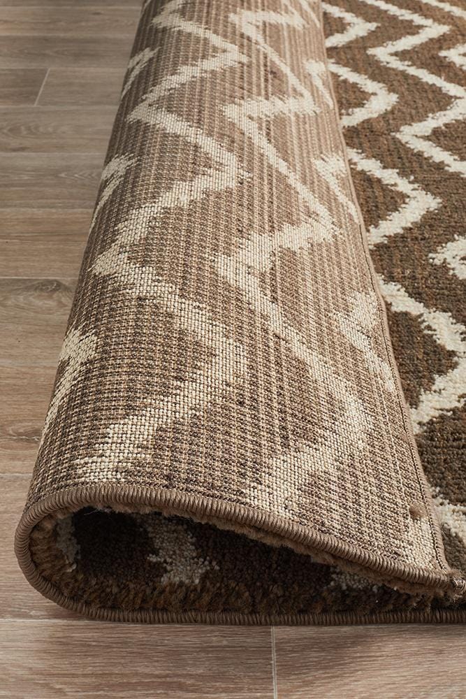 Moroccon Style Chevron Design Brown Beige Rug