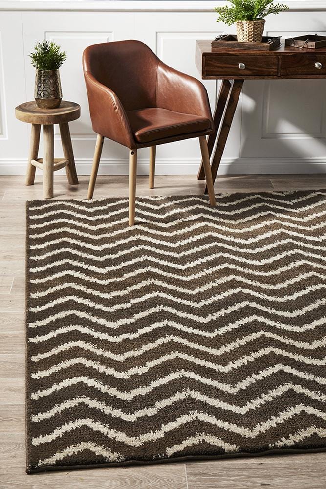 Moroccon Style Chevron Design Brown Beige Rug