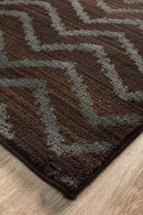 Moroccan Style Chevron Design Brown Grey Rug