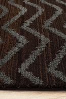 Moroccan Style Chevron Design Brown Grey Rug