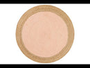 Round Jute Natural Rug Pink